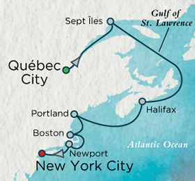 New England & canada Gay Cruise map