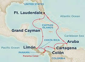 Caribbean & Panama Canal gay cruise map