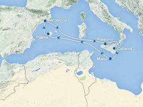 The Cruise European Gay Cruise 2018 map