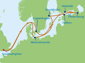 Scandinavia & Russia gay cruise map