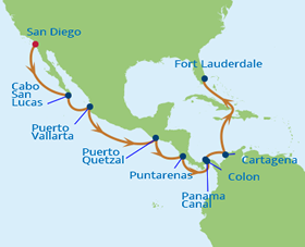Panama Canal Gay Group Cruise on Celebrity's Infinity map