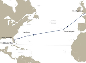 Queen Victoria Transatlantic Cruise map
