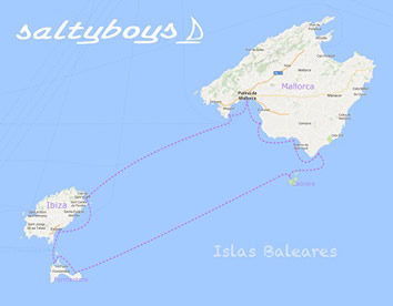 Mallorca & Ibiza Nude Gay sailing cruise map