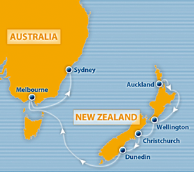 Atlantis 2013 Auckland to Sydney Mardi Gras gay cruise map