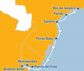 South America gay cruise map