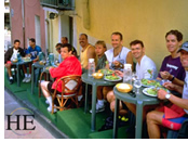 France gay biking tour - cafe on steps