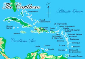 Saba Island, Caribbean map
