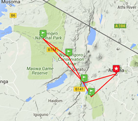 Tanzania gay safari tour map