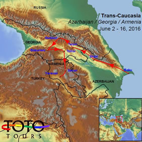 Trans-Caucasia Gay Tour Map