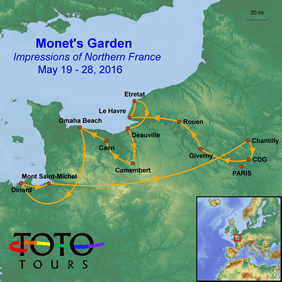 Normandy, France Gay Tour Map