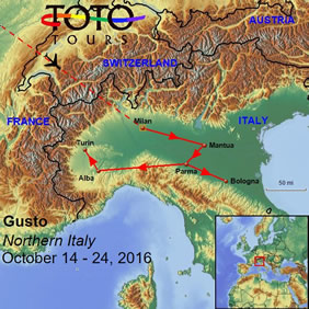 Northern Italy Gay Tour Map