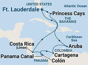 Panama Canal & Caribbean gay bears cruise map
