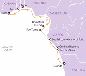 Africa West Coast gay cruise map