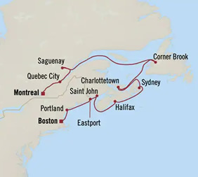Canada & New England Gay cruise map
