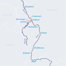 Rhine Christmas gay cruise map