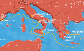Virgin Greece to Spain gay cruise map