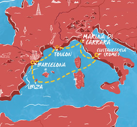 Virgin Mediterranean gay cruise map