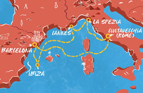 Virgin Mediterranean gay cruise map