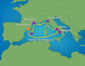 Mediterranean gay group cruise map