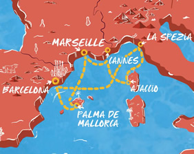 Virgin Mediterranean gay cruise map