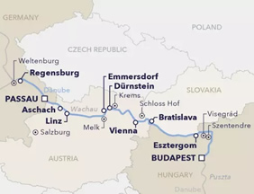 Danube River gay cruise map