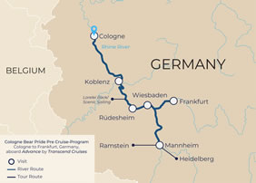 Rhine River Christmas gay cruise map