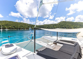 Lagoon catamaran deck view