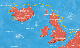 England to Iceland gay cruise map