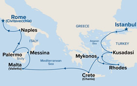 Mediterranean gay cruise map