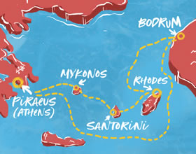 Virgin Greek Islands gay  cruise map