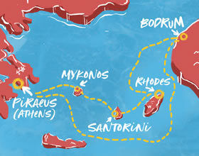 Virgin Greek Islands gay cruise map