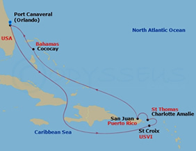 Eastern Caribbean gay cruise map