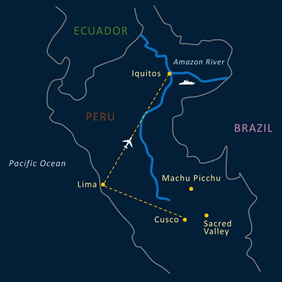 Peru Amazon gay cruise tour  map