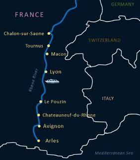 Burgundy & Provence gay cruise map