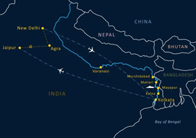 India Ganges River gay cruise map