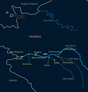 Loire France gay cruise map