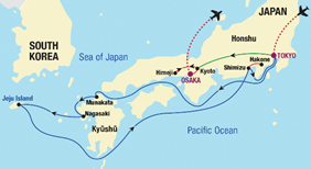 Japan gay cruise & tour map