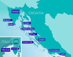 Croatia gay cruise map