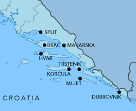 Croatia Dalmatia gay cruise map