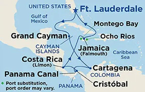 Caribbean & Panama Canal poz gay cruise map