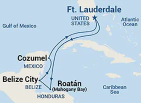 Western Caribbean gay daddy cruise map