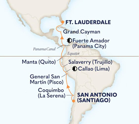 Chile to Fort Lauderdale gay cruise map