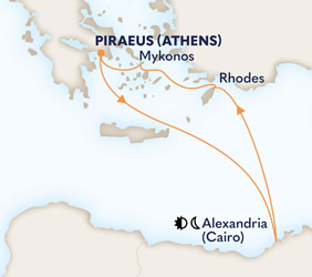 Greece & Egypt gay cruise map
