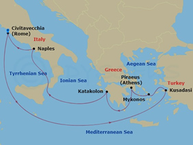 Mediterranean gay daddy cruise map