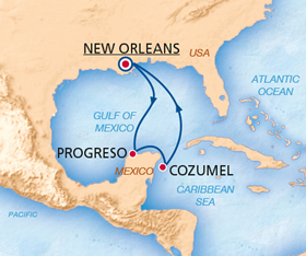 Mexico Yucatan gay cruise map