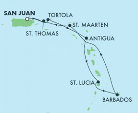 San Juan Caribbean gay cruise map