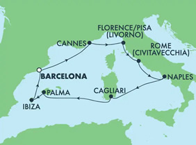Mediterranean lesbian cruise map