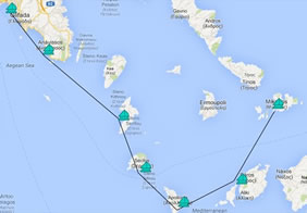 Greek Islands gay sailing cruise map