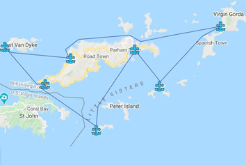 BVI gay sailing cruise map