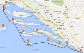 Croatia gay sailing cruise map